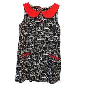 Beebop & Wally New York 100% Bird Cotton Peter Pan Collar Sleeveless Dress Large